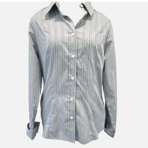 NWT $89 P10 PENDLETON blue turquoise navy COTTON+SILK button down TUNIC shirt